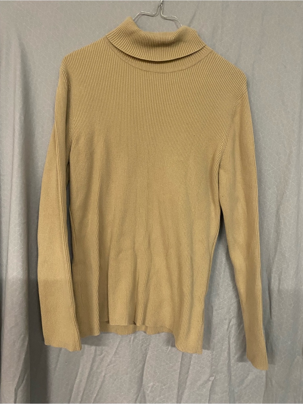 Classic Cream Ribbed Turtleneck Sweater